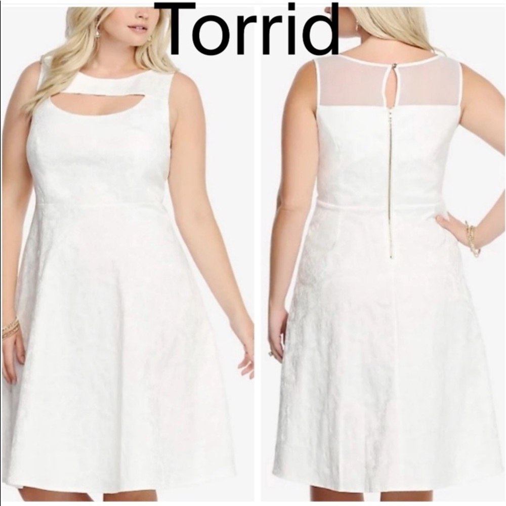 Torrid plus size white textued swing dress